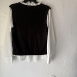 Siani Milano Sweater Medium V Neck Layered Pullover Ruffle Trim Preppy Academia Black Photo 5