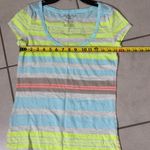 American Eagle  Women Favorite Tee stripe neon T-shirt size‎ Medium Photo 5
