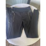 Athleta Leggings Women XS Black Ponte Luxe Zipper/Pockets Faux Leather Workout Photo 1