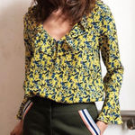 Tanya Taylor  Yellow Floral Printed Silk Blouse‎ Size Small EUC Photo 0