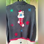 Vintage Festive Holiday Cardigan with Embroidered Designs Black Size L Photo 1