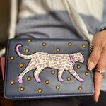 Kate Spade Authentic leather Cheetah embellished flap magnetic snap Crosby Photo 9