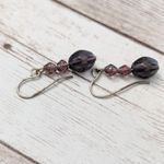 Vintage Earrings For Pierced Ears Dark Purple Beads Photo 4