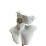 Exquisite pearl clear rhinestone and gold round ethnic style earrings Photo 1