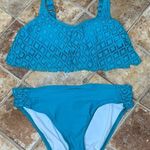 Antonio Melani Turquoise Lace Ruffle Top Hipster Bottoms Bikini Swimsuit Medium Photo 2