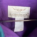 Vint. 90s Teal Purple Color Block Western Cowgirl Long Sleeve Button Down Shirt Blue Size M Photo 2