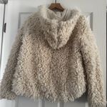 Free People  womens cream shaggy faux fur winter Jacket w hood size XS Photo 2