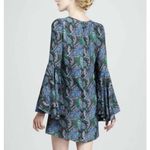 Elizabeth and James Elizabeth‎ James Paisley boho blue xs Bell Silk Mini Dress cottage fairy Y2K Photo 1