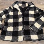 Knox Rose Black and White Plaid Sherpa Hoodie Photo 1