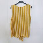 W5  Yellow and White Stripe Buttoned Tie Front Tank Top L Photo 1