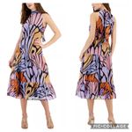 Sam Edelman  Butterfly Tiered High Neck Midi Dress Lavender Multi 4 Photo 1