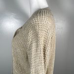 it's our time  Tan Lace Tie V Neck Waffle Knit Long Sleeve Pullover Sweater M Photo 6