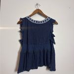 Free People  Navy Blue Market Place Boho Tee Tank Top Photo 6