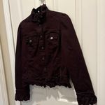 Inc International Concepts Burgundy Jacket with Ruffle collar and cuffs Sz L Purple Size L Photo 3