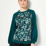 Jason Wu  mixed media sweater evergreen size medium Photo 0