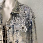 L&B  Light Blue Sequined Denim Jacket Size 3X Photo 2