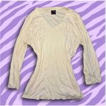 Nautica Size Large 3/4 Sleeve Ribbed V-Neck White Top Photo 0