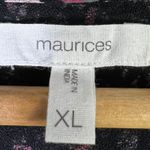 Maurice's  Floral Peplum Top Womens XL Black Pink Long Sleeve V-Neck Boho Peasant Photo 5