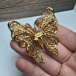 Napier Butterfly Insect Filigree Gold Tone Signed Brooch Pin Photo 3