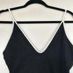 EXPRESS Black Tipped Low Cut Bodysuit, Medium Photo 1