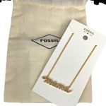 Fossil  Mama Rhinestones Pendant Chain Necklace Gold Tone Photo 7