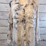 Sanctuary  Button Up Boyfriend Style Shirt Gray/White Marble Tie Dye-Medium Photo 0