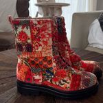 Laura Ashley Aerosoles Aware x  Shelton Quilted Combat Boot Red Velvet Floral Photo 7