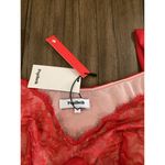 Popilush Sexy shapewear deep v cap sleeve lace Tummy Control top bodysuit red M Size M Photo 2
