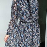 Tory Burch Deneuve Navy Blossom Ditsy Floral Ruffled Long sleeve Dress Sz 6 Photo 2