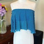 Rue 21 Bright Blue Strapless Top Crop Flowy Beach Summer Photo 0