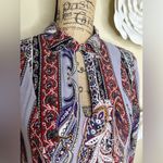 Entro Gray & Purple Paisley & Floral Tunic Dress with Pockets Size Small Photo 5