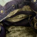 Juicy Couture Vintage 100% Silk Chiffon Ruffle Leather purple  DayDreamer Bow Bag Photo 4