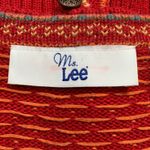 Vintage 90s Ms. Lee Knit Cardigan Sweater Cherry Red Colorful Fair Isle Crewneck Size L Photo 7
