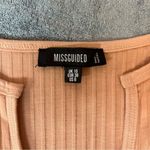 Missguided  Pink Coral Ribbed V-neck Long Sleeves Crop Top Coquette Size 6 Photo 3