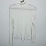 BP White Ribbed Turtleneck Long Sleeve Top Sheer Knit Lightweight Layering Photo 5