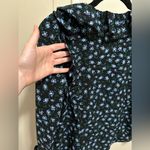 Loft  Black and Blue Floral Ruffled Longsleeve Blouse size XS Petite Photo 6