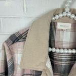 MELLODAY Pink Brown Plaid Long Line Button Front Shacket Size XL Photo 5