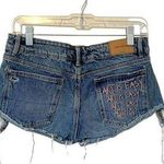 ZARA Art is Easy Cut Off Distressed Denim Shorts Blue Pink Size 4 Photo 0