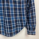 Obey  Flannel Shirt Small Women Button Up Top Blue Brown‎ Plaid Long Sleeve Photo 6