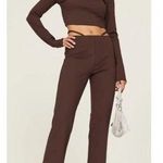 RTR sz 4 Nicholas Jalena high waist strap straight leg brown dress pants cutout Photo 0
