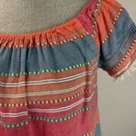 DRA Los Angeles Stripe Fringe Off The Shoulder 3/4 Sleeves Blouse M Boho Peasant Pink Size M Photo 1