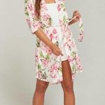 Show Me Your Mumu  Pink and White Floral 3/4 Sleeve Robe One Size Photo 0