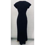 Vintage 90s Beaded Bodice Maxi Dress Knit Fitted Column Gown Empire Waist Black Size 8 Photo 4