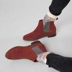 Toms Ella Suede Ankle Chelsea Boot Sz 7 Metallic Insets Rustic Rose Photo 0