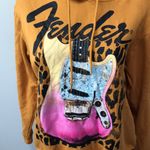 Fender Guitar Leopard Golden Yellow Graphic Hoodie Size M Photo 1