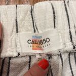 Cali 1850 Linen White striped smockedâwaist wide leg pant large Photo 5