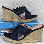Draper James  Emily Eyelet Blue Denim Walkable Wedge Sandals Size 9 NWB‎ Photo 0