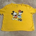 Disney  Retro Mickey Minie Mouse Crop Crewneck T-Shirt Yellow Photo 0