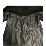 Vintage genuine leather small oversized Jacket with suede paisley‎ design Black Photo 13