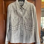 Chi by Carlos Falchi suede leathered studded jacket/shirt size XL Gray Photo 0